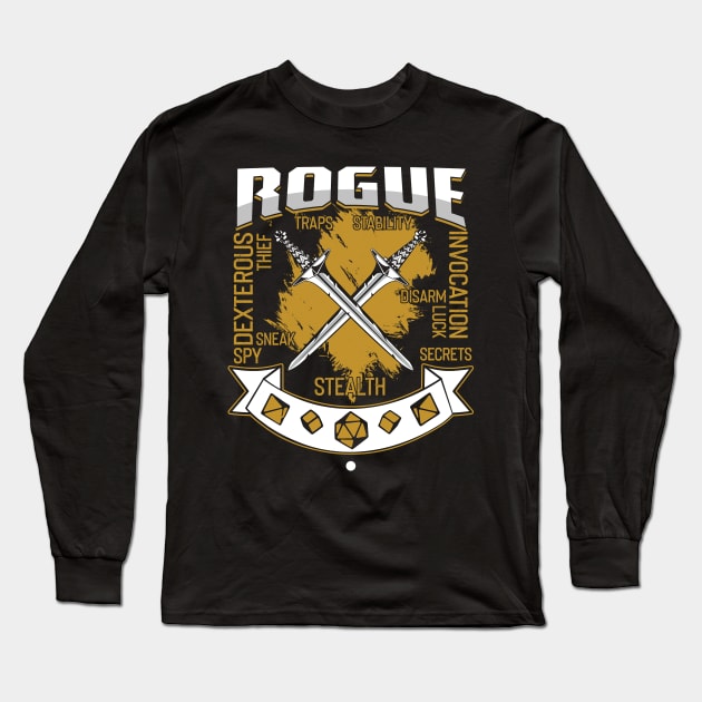 Rogue Tabletop Class Pen and Paper DnD Gift Long Sleeve T-Shirt by woormle